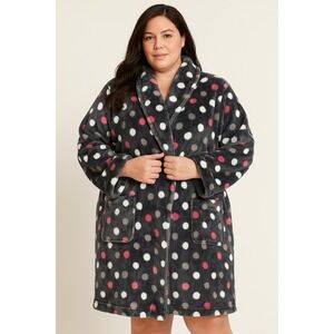 Sonoma Goods For Life XL Polka Dot Plush Fleece Robe Loungewear Pajama Housecoat